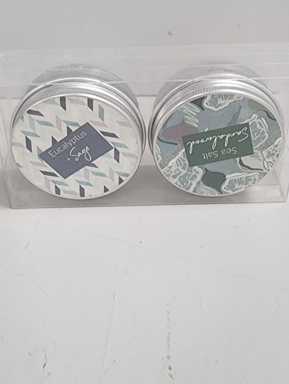 Eucalyptus & Sea Salt Scented Tin Candle Duo - Blue/Green